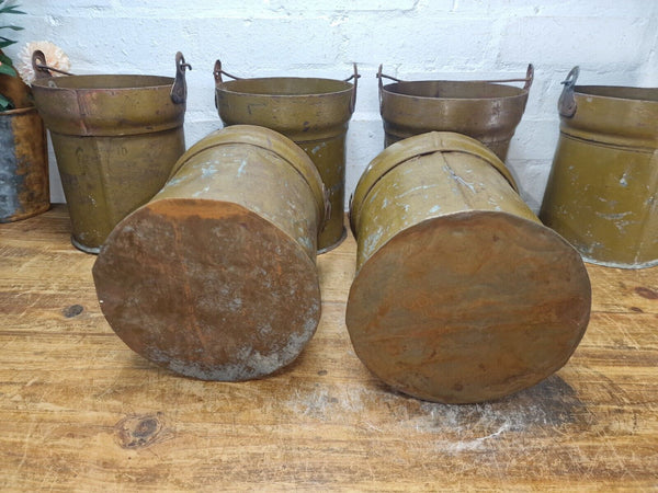 Vintage Reclaimed Metal Galvanised Military Cannister Florist Flower Tub Bucket