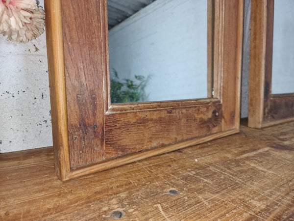 Vintage Reclaimed Indian Arched Solid Wooden Window Frame Wall Mirror