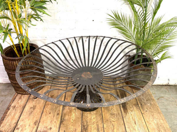 Large Vintage Reclaimed Handmade Metal Lattice Basket Bowl Garden Planter