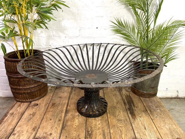 Large Vintage Reclaimed Handmade Metal Lattice Basket Bowl Garden Planter