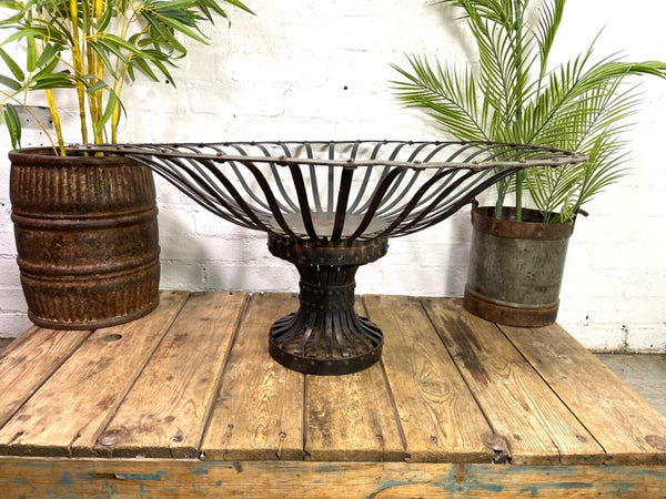 Large Vintage Reclaimed Handmade Metal Lattice Basket Bowl Garden Planter