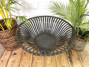 Large Vintage Reclaimed Handmade Metal Lattice Basket Bowl Garden Planter