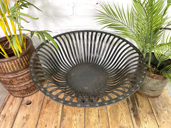 Large Vintage Reclaimed Handmade Metal Lattice Basket Bowl Garden Planter