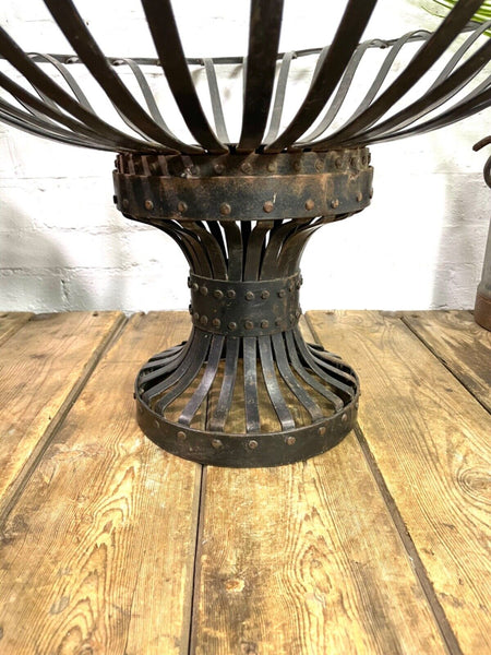 Large Vintage Reclaimed Handmade Metal Lattice Basket Bowl Garden Planter