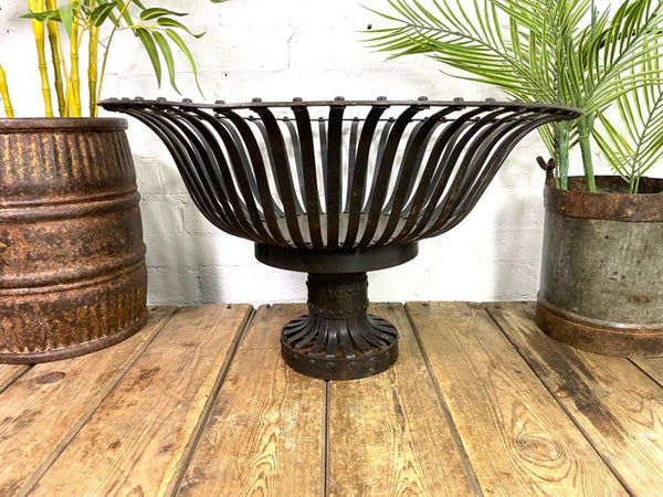 Large Vintage Reclaimed Handmade Metal Lattice Basket Bowl Garden Planter