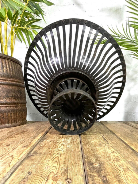 Large Vintage Reclaimed Handmade Metal Lattice Basket Bowl Garden Planter