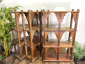 Vintage Reclaimed Indian Solid Wooded Arched Temple Wall Display Shelf Shelves