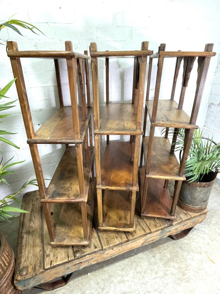 Vintage Reclaimed Indian Solid Wooded Arched Temple Wall Display Shelf Shelves