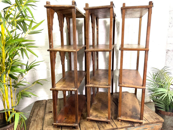 Vintage Reclaimed Indian Solid Wooded Arched Temple Wall Display Shelf Shelves