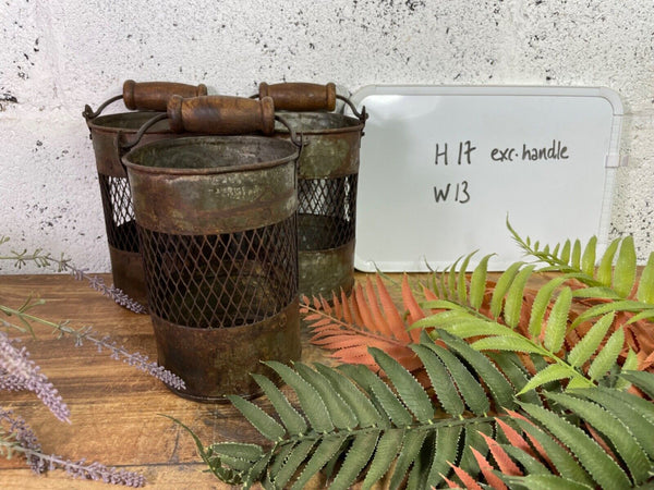 Vintage Rustic Metal Basket Pot Utensil Planter Pen Desk Storage Candle Holder