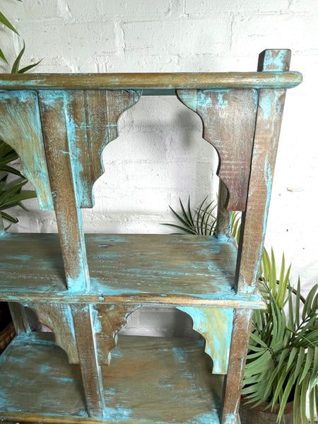 Vintage Reclaimed Indian Solid Wooded Arched Temple Wall Display Shelf Shelves