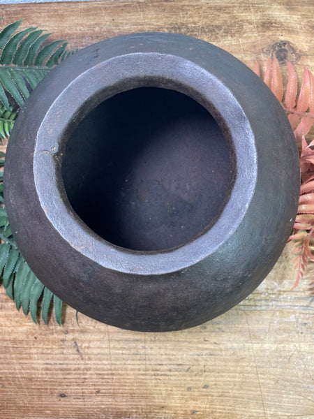 Old Vintage Rustic Original Indian Heavy Iron Metal Matka Water Vessel Pot Vase