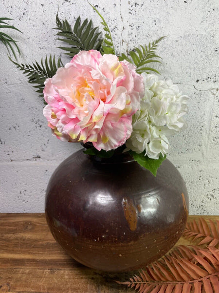 Antique Vintage Rustic Asian Glazed Terracotta Clay Preserving Storage Jar Pot