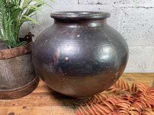 Antique Vintage Rustic Asian Glazed Terracotta Clay Preserving Storage Jar Pot