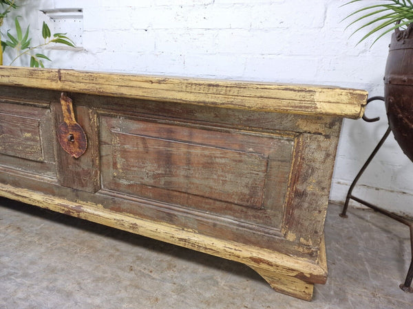 Vintage Reclaimed Indian Wooden Trunk Blanket Box Chest Ottoman Coffee Table