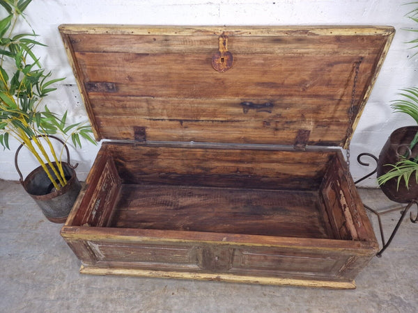 Vintage Reclaimed Indian Wooden Trunk Blanket Box Chest Ottoman Coffee Table