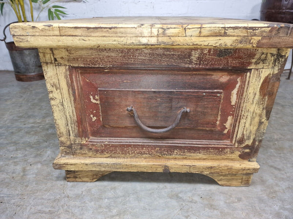 Vintage Reclaimed Indian Wooden Trunk Blanket Box Chest Ottoman Coffee Table