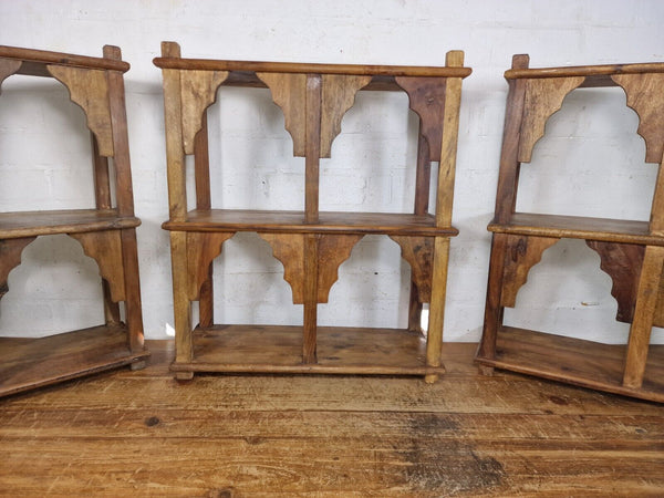 Vintage Reclaimed Indian Solid Wooded Arched Temple Wall Display Shelf Shelves