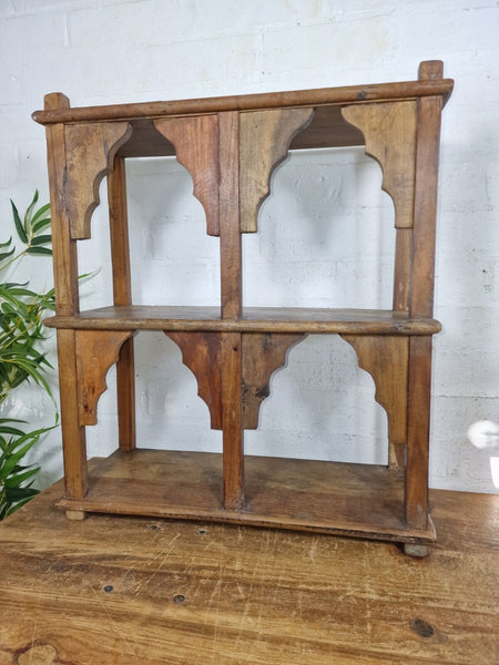 Vintage Reclaimed Indian Solid Wooded Arched Temple Wall Display Shelf Shelves