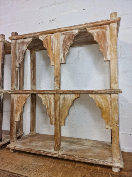 Vintage Reclaimed Indian Solid Wooded Arched Temple Wall Display Shelf Shelves