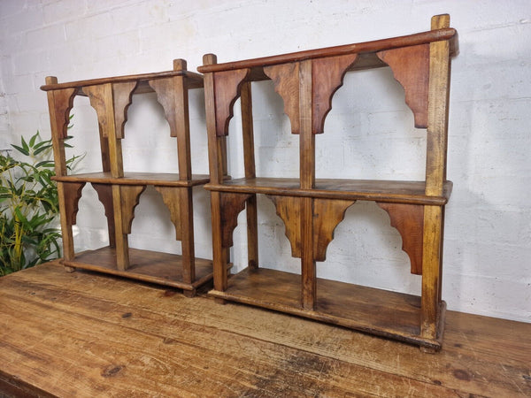 Vintage Reclaimed Indian Solid Wooded Arched Temple Wall Display Shelf Shelves