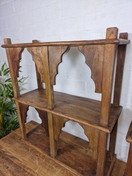 Vintage Reclaimed Indian Solid Wooded Arched Temple Wall Display Shelf Shelves