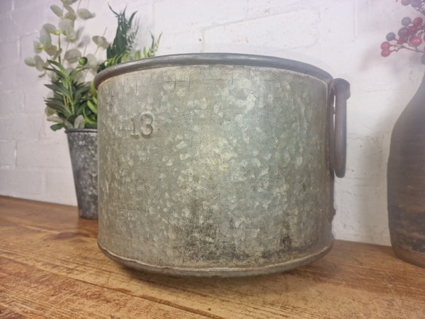 Vintage Rustic Reclaimed Galvanised Zinc Metal Garden Planter Tub Bucket Trough