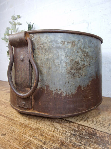 Vintage Rustic Reclaimed Galvanised Zinc Metal Garden Planter Tub Bucket Trough