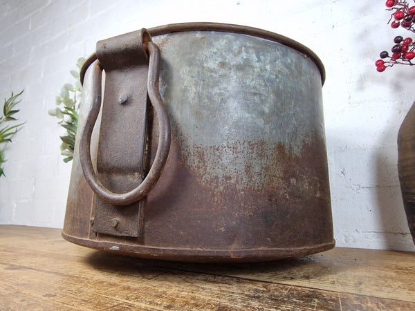 Vintage Rustic Reclaimed Galvanised Zinc Metal Garden Planter Tub Bucket Trough