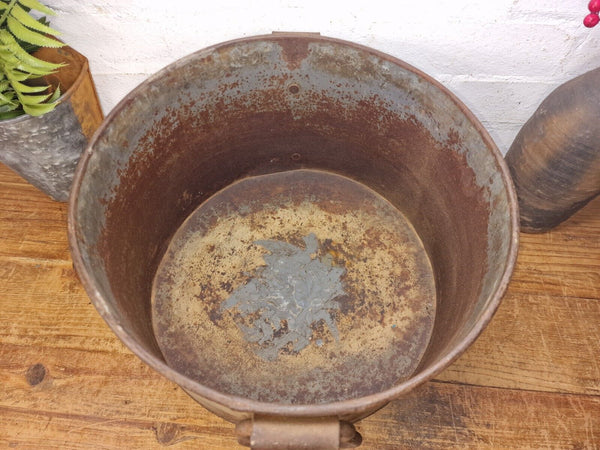 Vintage Rustic Reclaimed Galvanised Zinc Metal Garden Planter Tub Bucket Trough