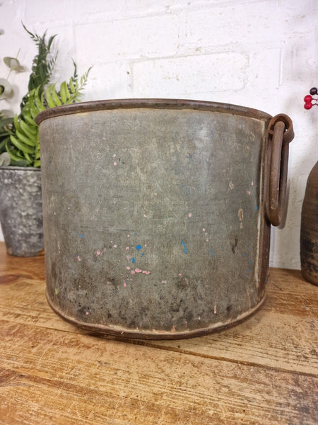 Vintage Rustic Reclaimed Galvanised Zinc Metal Garden Planter Tub Bucket Trough