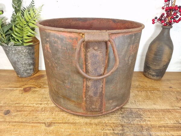 Vintage Rustic Reclaimed Galvanised Zinc Metal Garden Planter Tub Bucket Trough