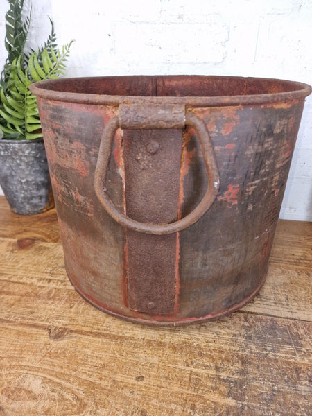 Vintage Rustic Reclaimed Galvanised Zinc Metal Garden Planter Tub Bucket Trough