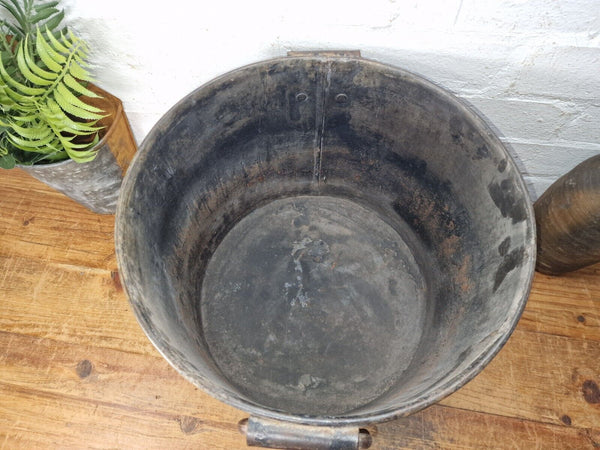 Vintage Rustic Reclaimed Galvanised Zinc Metal Garden Planter Tub Bucket Trough