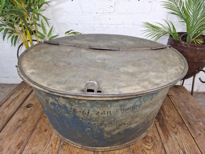 Large Vintage Military Galvanised Wildlife Pond Garden Planter Trough Log Basket