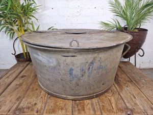 Large Vintage Military Galvanised Wildlife Pond Garden Planter Trough Log Basket