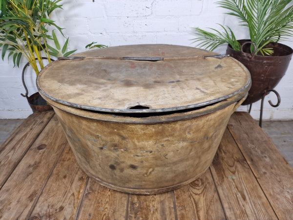 Large Vintage Military Galvanised Wildlife Pond Garden Planter Trough Log Basket