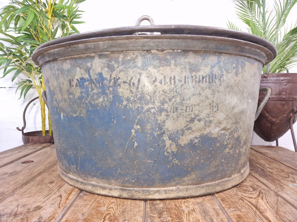 Large Vintage Military Galvanised Wildlife Pond Garden Planter Trough Log Basket