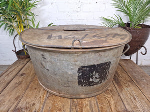 Large Vintage Military Galvanised Wildlife Pond Garden Planter Trough Log Basket