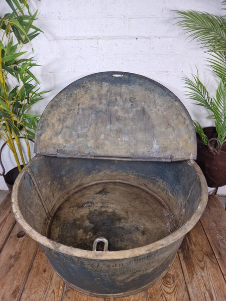 Large Vintage Military Galvanised Wildlife Pond Garden Planter Trough Log Basket