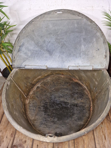 Large Vintage Military Galvanised Wildlife Pond Garden Planter Trough Log Basket