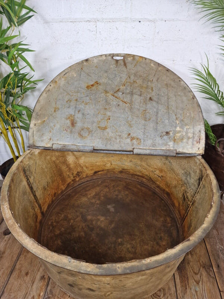 Large Vintage Military Galvanised Wildlife Pond Garden Planter Trough Log Basket