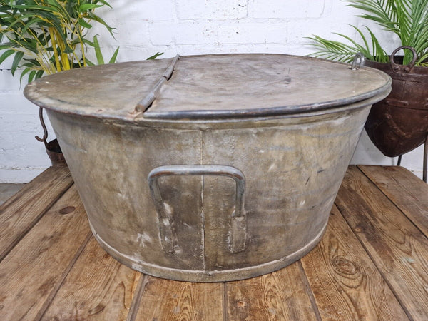 Large Vintage Military Galvanised Wildlife Pond Garden Planter Trough Log Basket