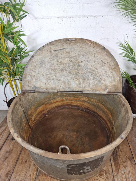 Large Vintage Military Galvanised Wildlife Pond Garden Planter Trough Log Basket