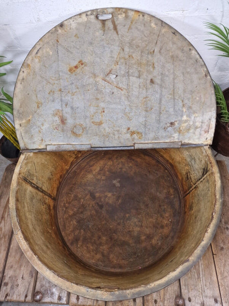 Large Vintage Military Galvanised Wildlife Pond Garden Planter Trough Log Basket