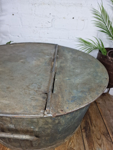 Large Vintage Military Galvanised Wildlife Pond Garden Planter Trough Log Basket