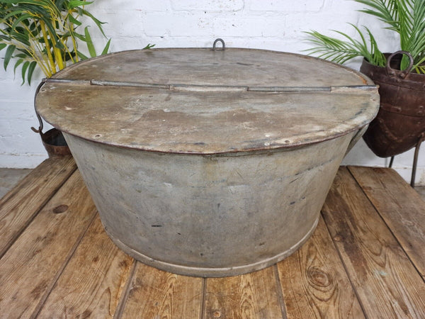 Large Vintage Military Galvanised Wildlife Pond Garden Planter Trough Log Basket