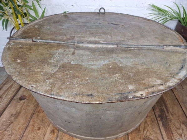 Large Vintage Military Galvanised Wildlife Pond Garden Planter Trough Log Basket