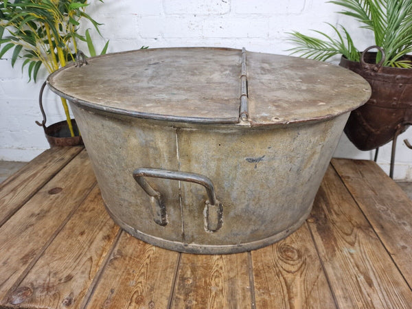 Large Vintage Military Galvanised Wildlife Pond Garden Planter Trough Log Basket