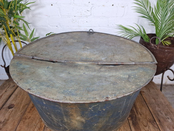 Large Vintage Military Galvanised Wildlife Pond Garden Planter Trough Log Basket